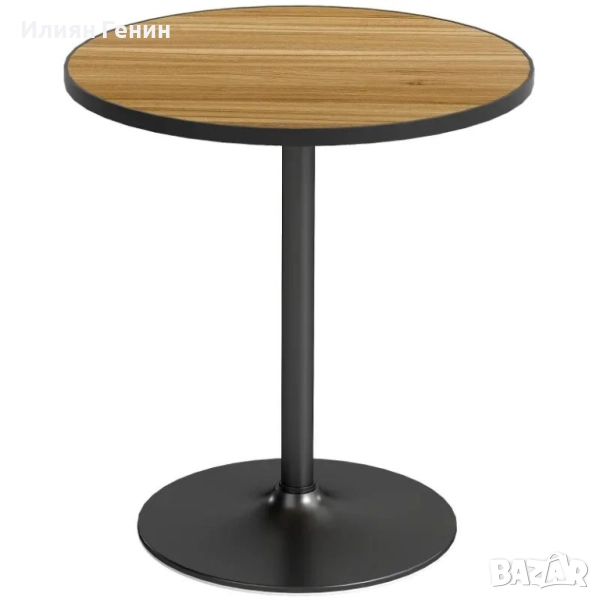 Кръгла трапезна маса HOMCOM, дъбов вид, снимка 1