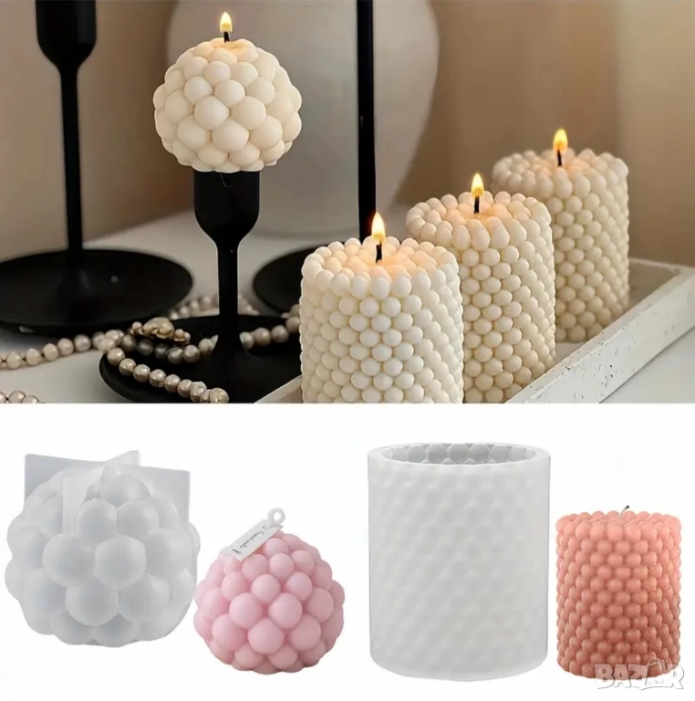 Комплект 2 броя молдове за свещи, снимка 1