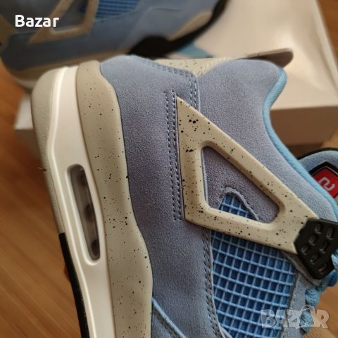 Нови Мъжки Обувки Nike Air Jordan Retro 4 UNC University Blue Сини Кецове Маратонки Размер 43, снимка 13 - Други - 39632515