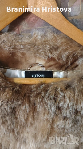 Vissoni – късо палто/яке от естествен косъм, произведено в Гърция, ефектна яка, снимка 3 - Якета - 53102015