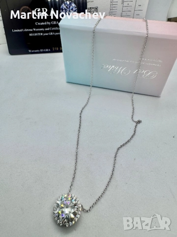 Сребърно колие с мойсанит (Диамант) 5 карата, снимка 12 - Колиета, медальони, синджири - 52253406