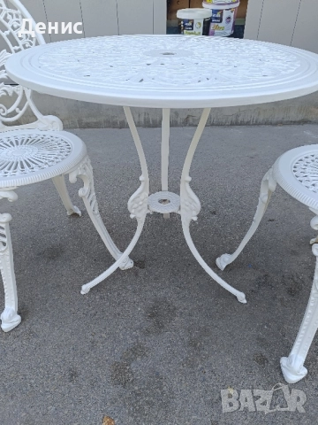 маса и два стола лят алумин 1302545, снимка 4 - Градински мебели, декорация  - 51467997