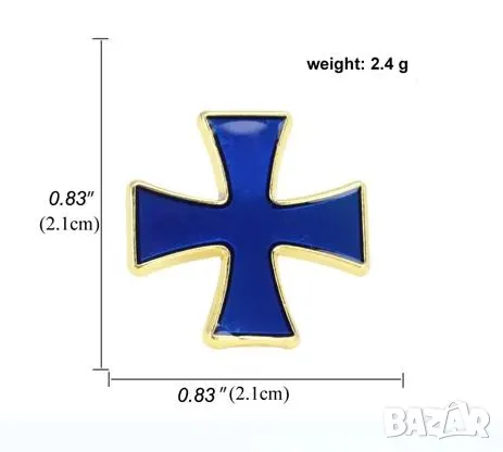 Командирски Масонски Ръкавели Тамплиери Рицари Blue Enamel Cross Knights Templar Cufflinks Commander, снимка 4 - Колекции - 50081506