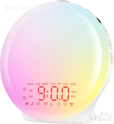 Bluetooth будилник -17 цвята светлина, 22 звука  ,FM радио Suright 