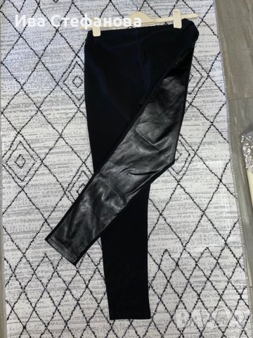 Нов страхотен кожен черен еластичен клин комбинация кажа и трико , снимка 2 - Клинове - 38446545