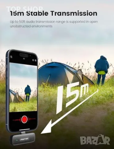 Нов Безжичен лаважен микрофон за iPhone/Android за видео и стрийминг, снимка 7 - Микрофони - 49335245