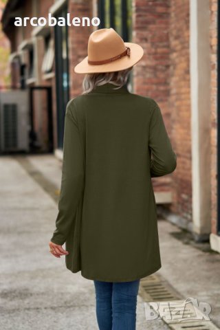 Дамска едноцветна широка жилетка с дълъг ръкав, 6цвята, снимка 10 - Жилетки - 44089598