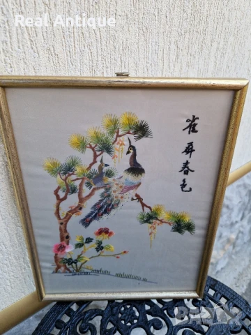 Прекрасна антикварна китайска картина бродерия върху коприна , снимка 6 - Картини - 51155577