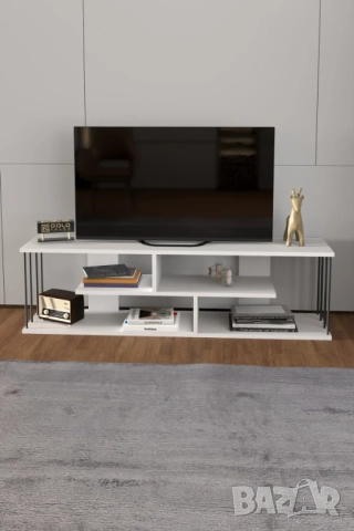 Шкаф за телевизор / Модерен ТВ шкаф в два цвята - бор/бял / ТВ секция, снимка 2 - Шкафове - 51816345