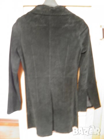 Ефектно пролетно манто от черен естествен велур М, снимка 5 - Палта, манта - 27936136