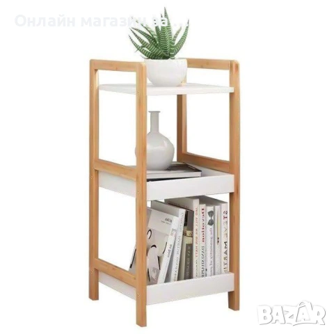 Бамбукова етажерка на 3 нива, 72x30x29 cm, ModernHome, снимка 4 - Етажерки - 53380623