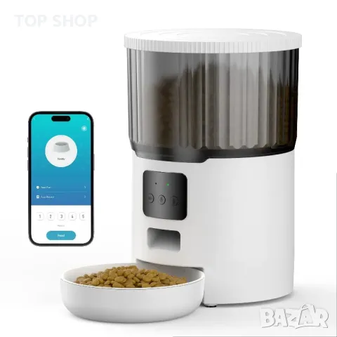 WIFI автоматична хранилка за котешка храна UIOOQ 4л/10секунди запис на глас/APP контрол