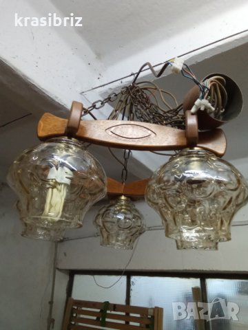 Абажур от Масивно дърво и стъкло внос Германия