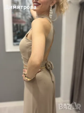 Дамски бежов панталон  S-M, снимка 3 - Панталони - 49522365