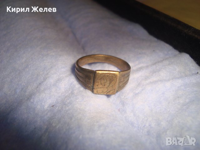 СТАРИНЕН ПОЗЛАТЕН БРОНЗОВ АРТ ДЕКО МАЙСТОРСКИ ПРЪСТЕН УНИКАТ с БУКВА - Е - РЪЧНО ОРНАМЕНТИРАН 28412, снимка 9 - Антикварни и старинни предмети - 37395552