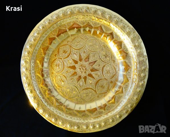 Персийски бронзов поднос,плато,синия,маркиран, снимка 5 - Антикварни и старинни предмети - 27920081