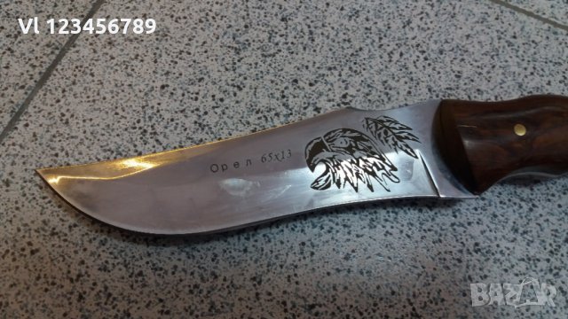 Руски ловен нож фултанг с гравиран Орел стомана 65х13, снимка 5 - Ножове - 28105306
