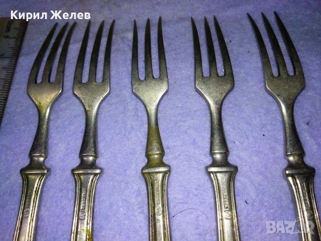 Лот 5 СТАРИННИ ALPACCA Сребърна СПЛАВ АРИСТОКРАТИЧНИ НЕМСКИ ДЕСЕРТНИ ВИЛИЧКИ с МАРКИРОВКА 42190, снимка 6 - Антикварни и старинни предмети - 43807086