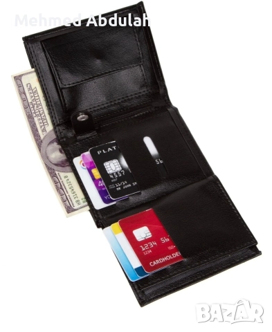 Черно портмоне с монетник, снимка 2 - Портфейли, портмонета - 52620416