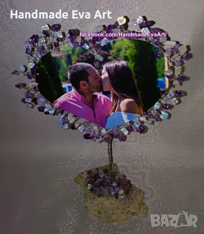  Подарък за Юбилей, Годеж, Рожден ден- Дръвче от полускъпоценни камъни по избор и Ваша снимкаа, снимка 2 - Романтични подаръци - 49054002