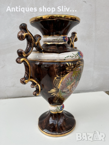 Уникална порцеланова белгийска ваза, H. Bequet Quaregnon. №2268, снимка 5 - Колекции - 36576943