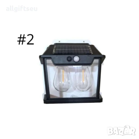 Стенна лампа с 1,2 или 3 LED крушки,сензор за движение и фотоволтаичен панел за външна употреба,водо, снимка 9 - Соларни лампи - 51031985