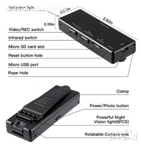 Мини Портативна Скрита Камера със Сензор за Движение или Диктофон Функция, снимка 3 - Комплекти за видеонаблюдение - 27151793