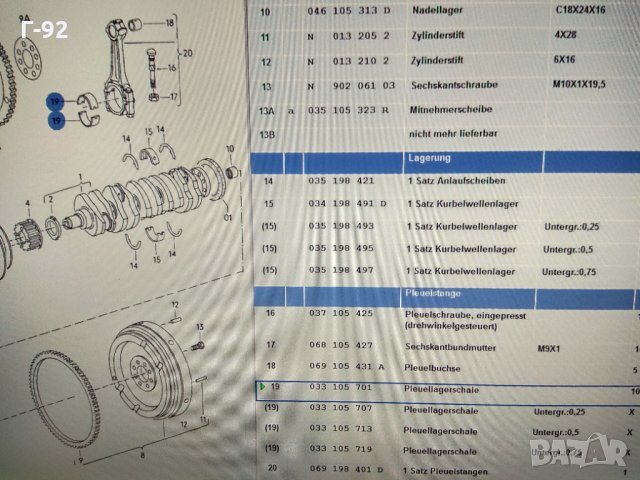 033105701**NEU**VAG**Комплект биелни лагери***VW / Audi 1.6 Diesel STD*****, снимка 4 - Части - 32989719