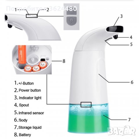 Автоматичен диспенсър за сапун и веро с индукционна пяна, снимка 15 - Други стоки за дома - 39905232