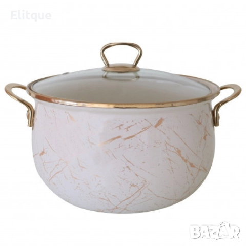 Тенджера Goldmann GM 8017-26B, 26см., Емайл, Индукция, Бял/Старо злато, снимка 9 - Съдове за готвене - 52870877