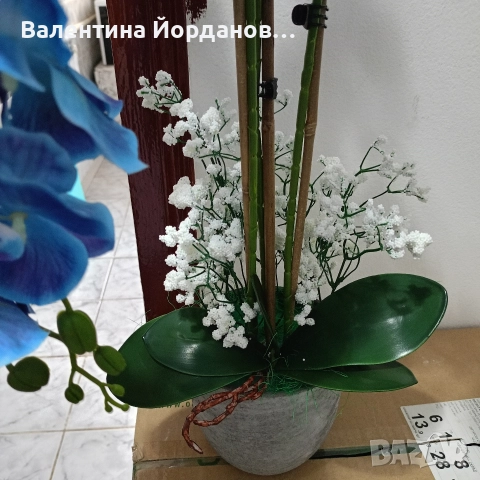 реалистична изкуствена орхидея в керамична кашпа височина 68 см , снимка 2 - Декорация за дома - 52790202