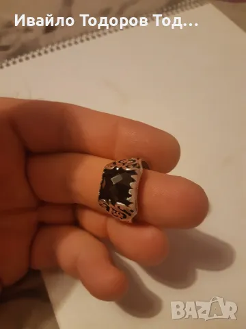 Стар кован сребърен мъжки пръстен с оникс , снимка 5 - Пръстени - 47857432