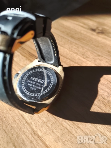 Мъжки часовник MEGIR, японски кварц, хронограф, календар, светещи стрелки, черен с розово злато, снимка 3 - Мъжки - 51530157