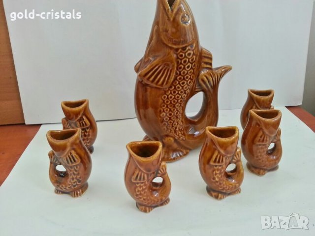 Чаши рибки за ракия  и гарафа риба , снимка 7 - Антикварни и старинни предмети - 26685234