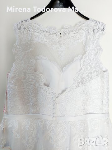 Сватбена рокля от тюл с А-силует илюзия до коляното с лъка(и), снимка 11 - Сватбени рокли - 36687033