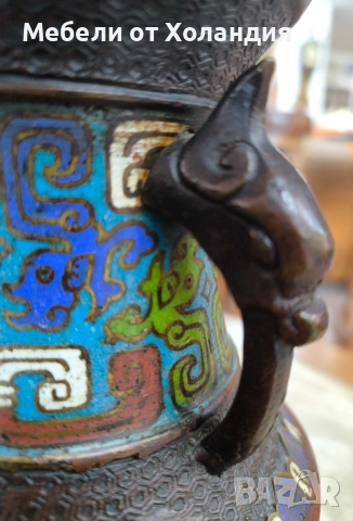 две японски вази Клоасон от 19-ти век, снимка 9 - Антикварни и старинни предмети - 52524839