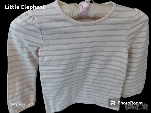 Блузка с дълъг ръкав за 3-4 год мом розово голямо и сребърно малко райе,Англия/нова