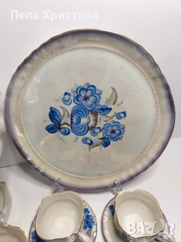 Сервиз за чай от украински порцелан Коростенский завод, снимка 4 - Сервизи - 53579043