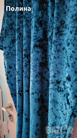 Синя кадифена рокля тениска Asos, снимка 3 - Рокли - 43182811