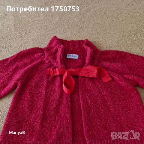 Италианско червено болеро с мерино, снимка 3 - Детски пуловери и жилетки - 52296742