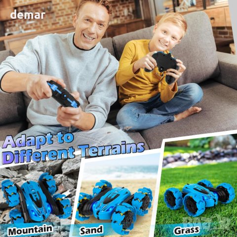 Каскадьорска кола за деца с дистанционно управление, синя, снимка 8 - Коли, камиони, мотори, писти - 43214794