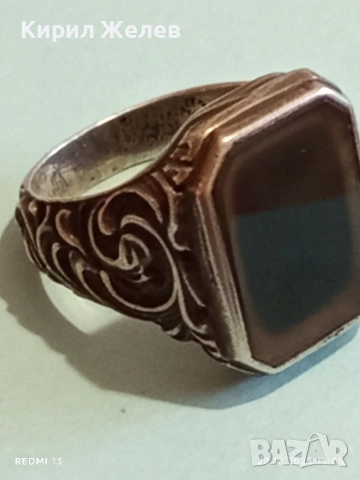 Винтидж сребърен пръстен с Опушен кварц подчертано мъжкарско излъчване и класически елементи 51829, снимка 9 - Пръстени - 52918989