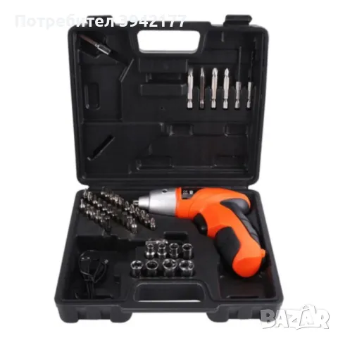 Компактен акумулаторен винтоверт 4.8V с 45 части, снимка 9 - Аксесоари и консумативи - 48699309