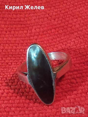 СТАР ИЗИСКАН СТИЛЕН РетроАрт МОДЕЛ СРЕБЪРЕН ПРЪСТЕН СРЕБРО ВИСОКА ПРОБА с ШЛИФОВАН ЧЕРЕН ОНИКС 32379, снимка 5 - Пръстени - 38323642