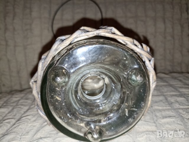 Винтидж стъклен фенер/ свещник  с ракита, снимка 5 - Антикварни и старинни предмети - 43633639