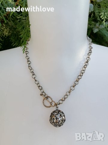 Колие сребристо, снимка 2 - Колиета, медальони, синджири - 43245696