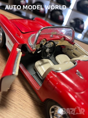 Метална колекционерски модел BBURAGO CHEVROLET CORVETTE 1957 1:18, снимка 6 - Колекции - 53295646