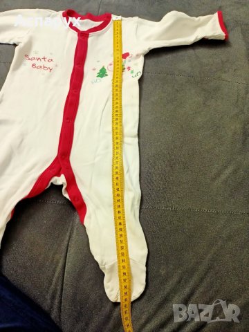 Бебешка памучна коледна с копчета пижама за деца 6-9 месеца, снимка 7 - Бебешки пижами - 43243892