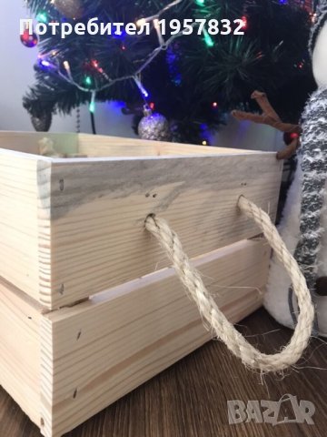 Декоративна дървена щайга с конопени дръжки, снимка 2 - Други стоки за дома - 26228630