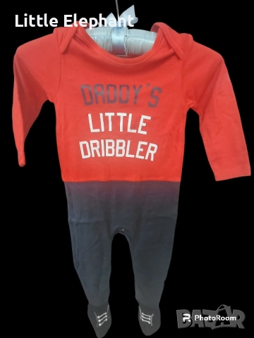 Цяло ромпърче за 12-18 мес момченце"Daddy's little dribbler",personalised,Англия/ново